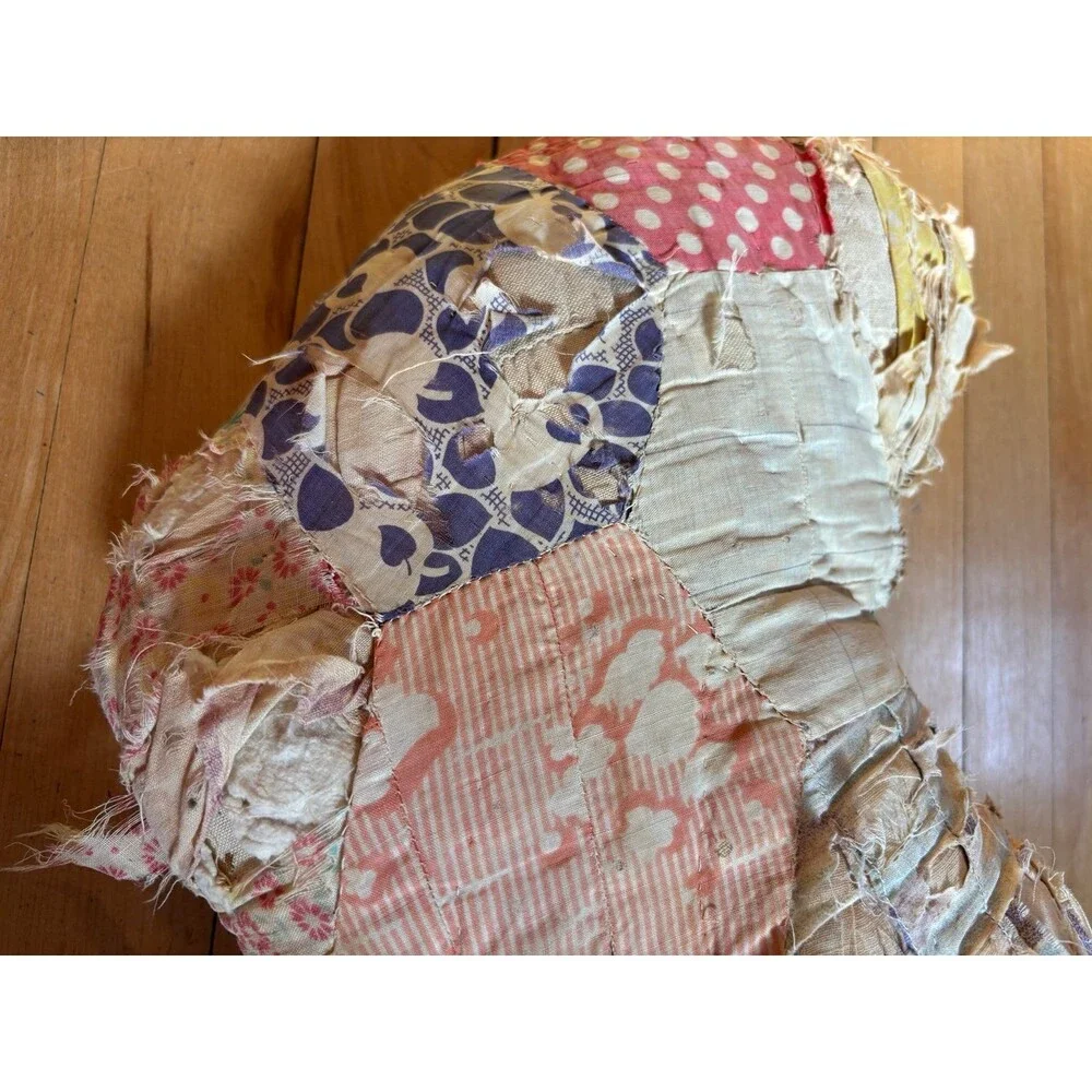 VTG antique shabby Chic Hand Quilted Heart Throw Pillow Cottagecore grandma